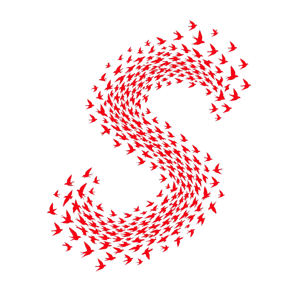 Swarm logo: an S made of red birds